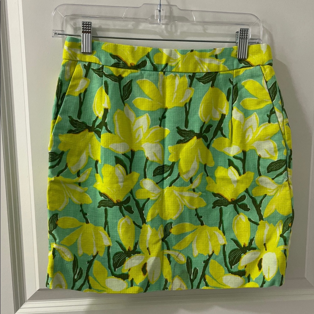 J Crew Women’s Floral Green and Yellow Women's Skirt Size 2